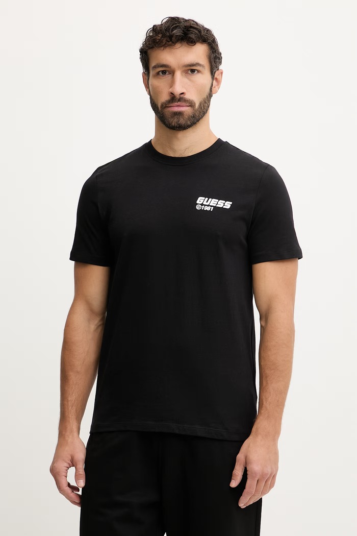 Guess t-shirt bawełniany LAURO nadruk czarny Z6RI12.I3Z14