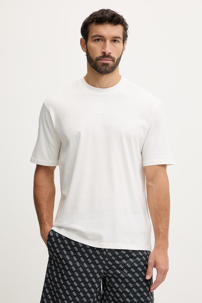 Guess t-shirt bawełniany GIANO nadruk beżowy Z6RI16.I3Z14