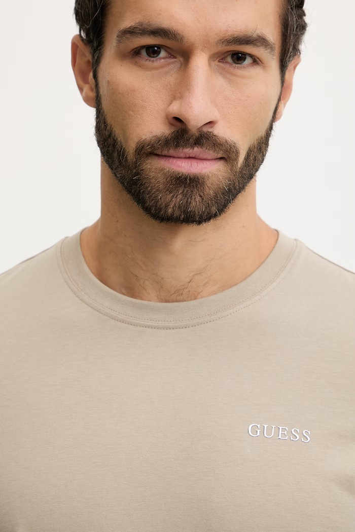 Guess T-shirt męski bawełniany MARZIO beżowy Z6RI17.I3Z14