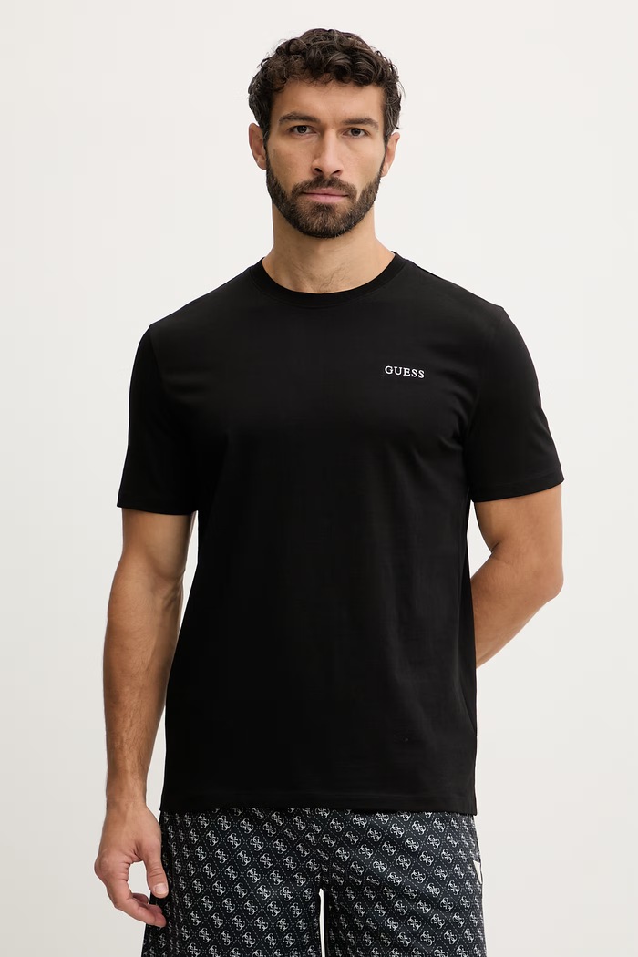 Guess T-shirt męski bawełniany MARZIO nadruk czarny Z6RI17.I3Z14