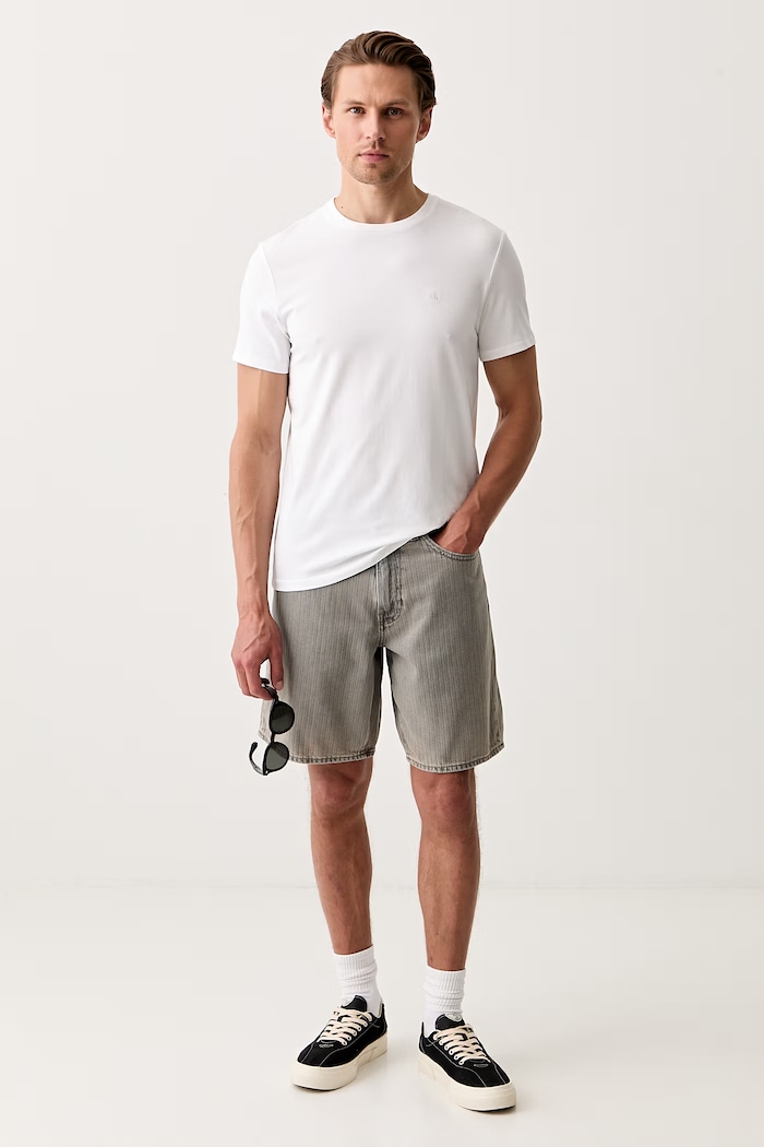 Ρούχα Calvin Klein t-shirt ανδρικό βαμβακερό με ελαστάν 2-pack LV04LD245G μαύρο