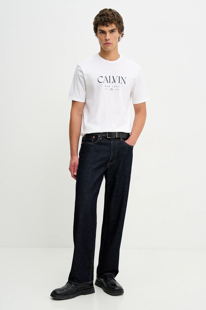 Βαμβακερό μπλουζάκι Calvin Klein LV04RE807G λευκό SS26