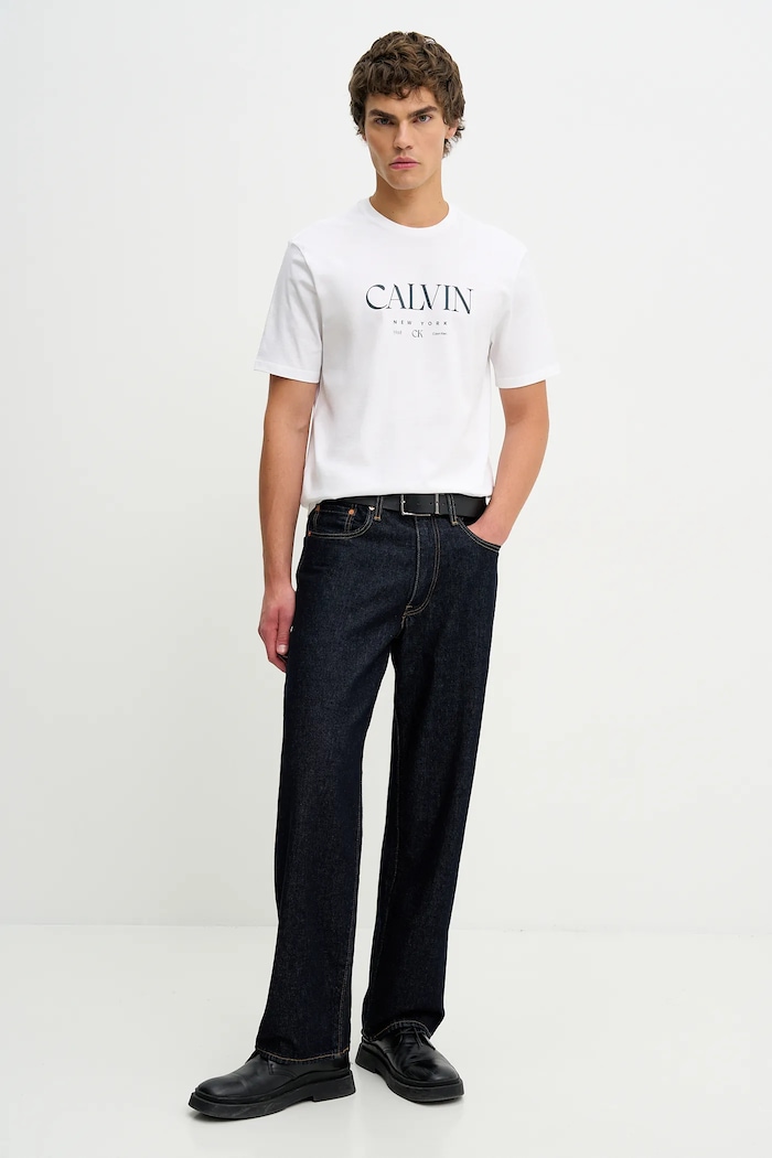 Βαμβακερό μπλουζάκι Calvin Klein LV04RE807G λευκό SS26