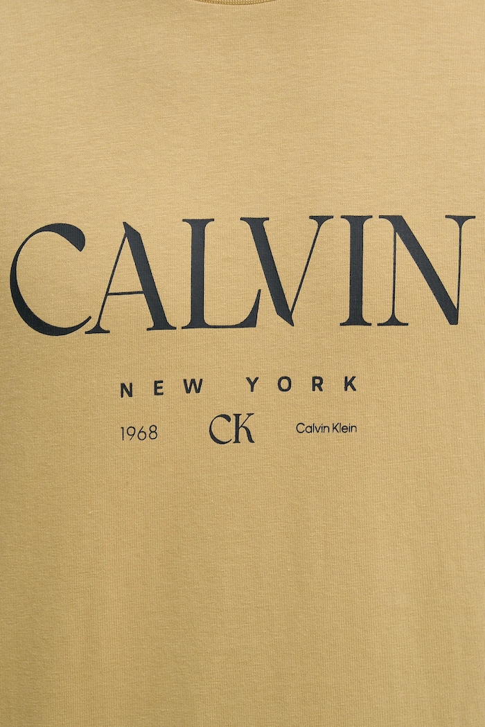 Βαμβακερό μπλουζάκι Calvin Klein LV04RE807G μπεζ
