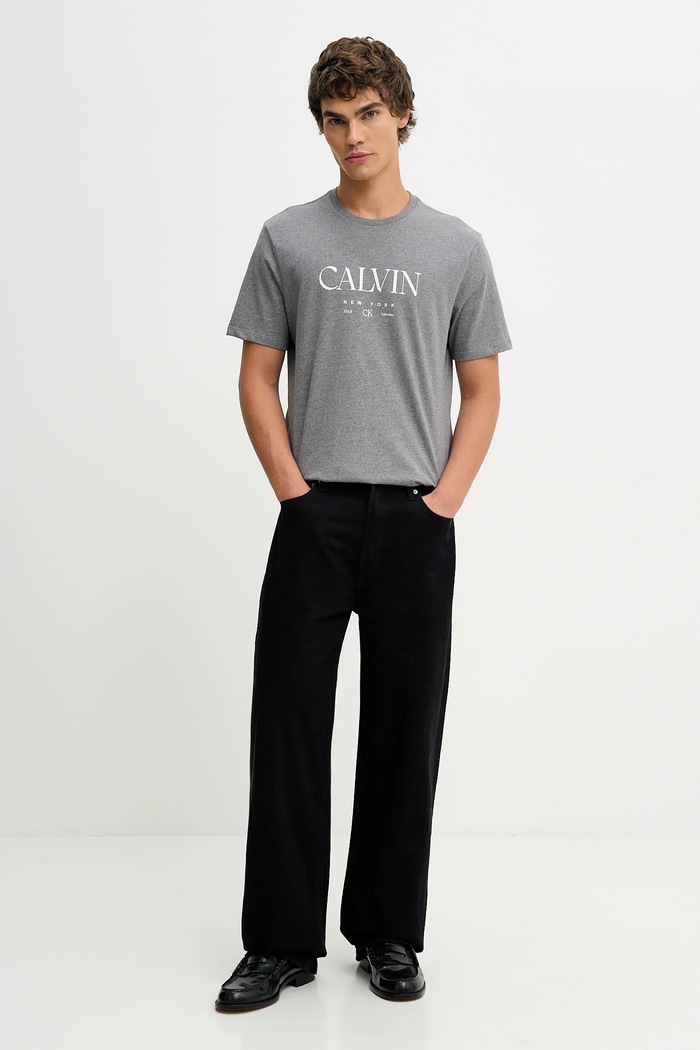 Βαμβακερό μπλουζάκι Calvin Klein LV04RE807G γκρί SS26