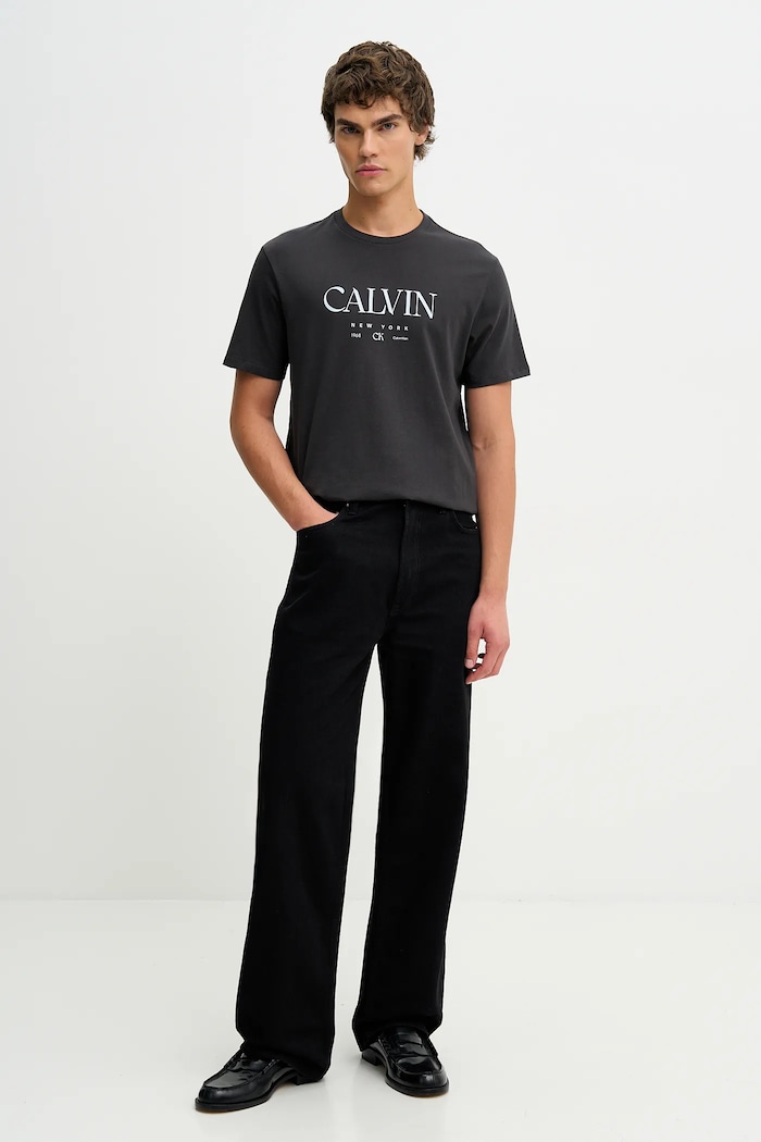 Βαμβακερό μπλουζάκι Calvin Klein LV04RE807G γκρί SS26