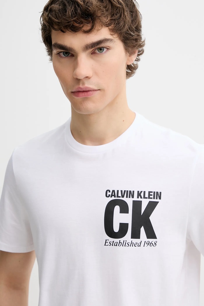Bombažna kratka majica Calvin Klein bela LV04RE819G