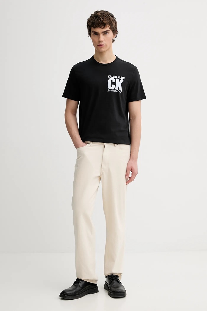 Bombažna kratka majica Calvin Klein LV04RE819G črna SS26