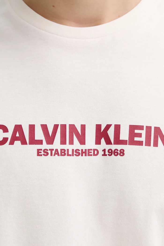 Bombažna kratka majica Calvin Klein LV04RE820G bež