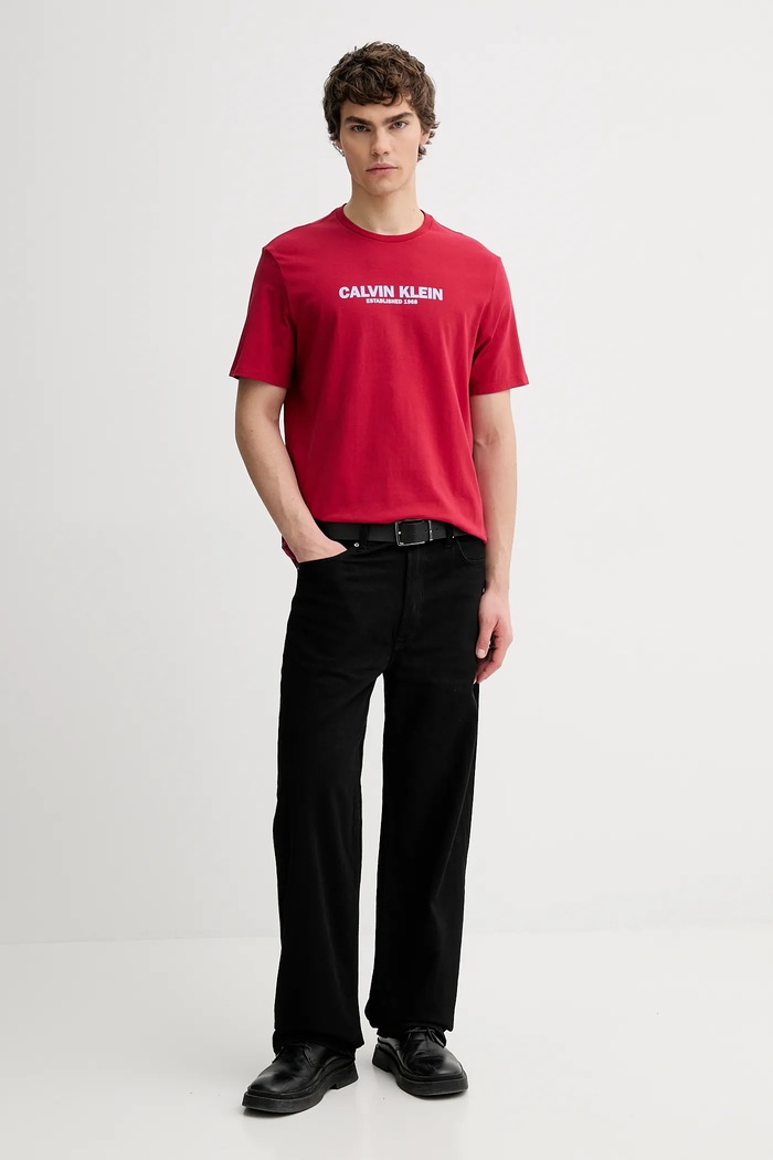 Bombažna kratka majica Calvin Klein LV04RE820G rdeča SS26