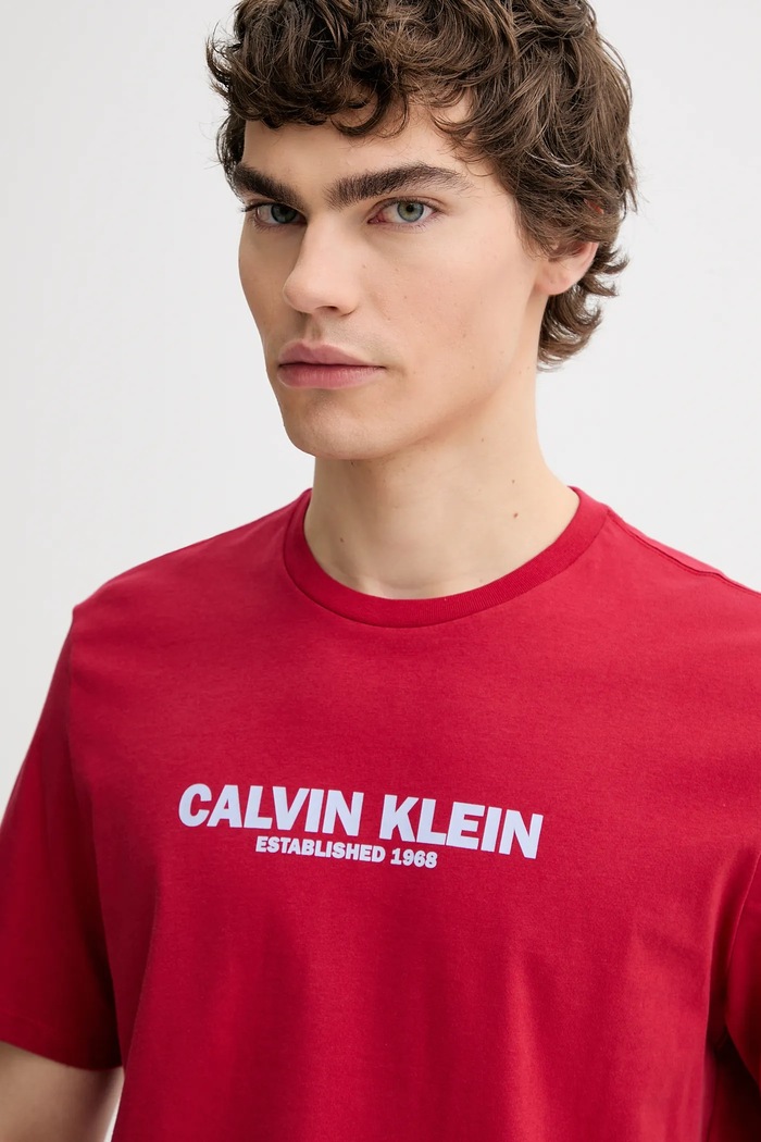 Bombažna kratka majica Calvin Klein rdeča LV04RE820G