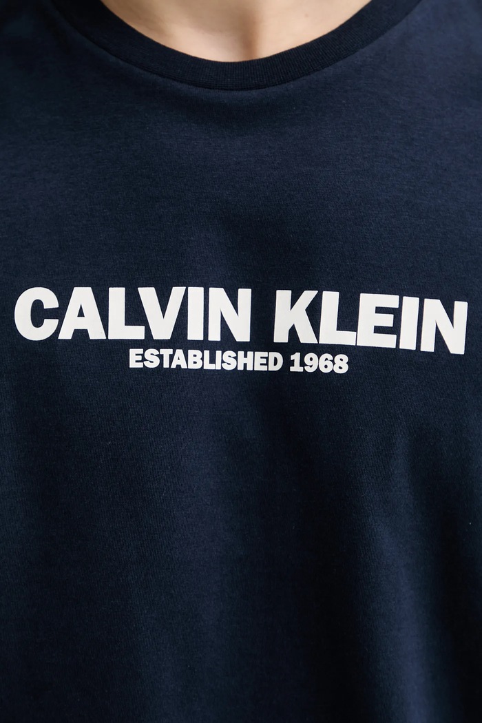 Bombažna kratka majica Calvin Klein LV04RE820G mornarsko modra
