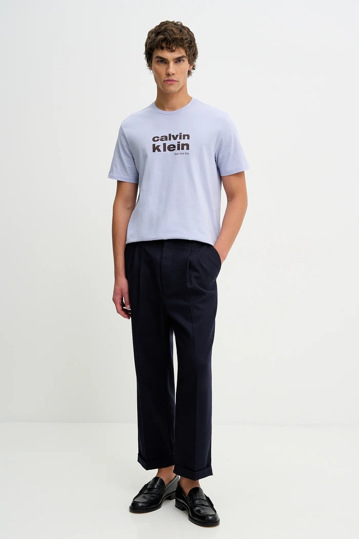 Βαμβακερό μπλουζάκι Calvin Klein LV04RE821G μπλε SS26