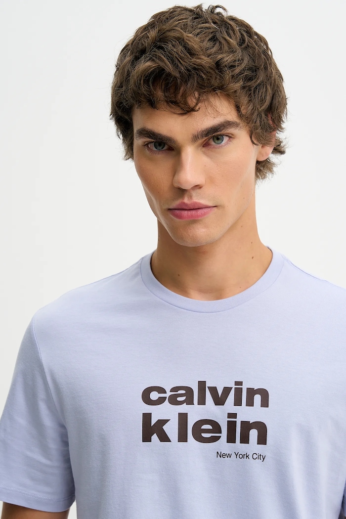 Βαμβακερό μπλουζάκι Calvin Klein μπλε LV04RE821G