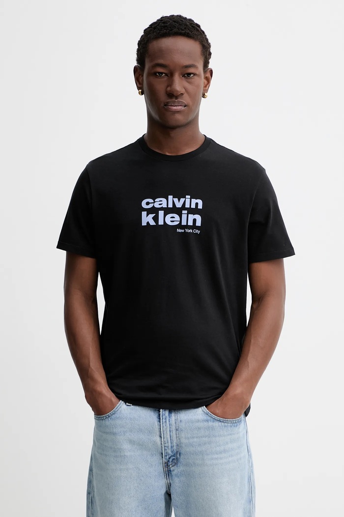 Calvin Klein t-shirt bawełniany nadruk czarny LV04RE821G
