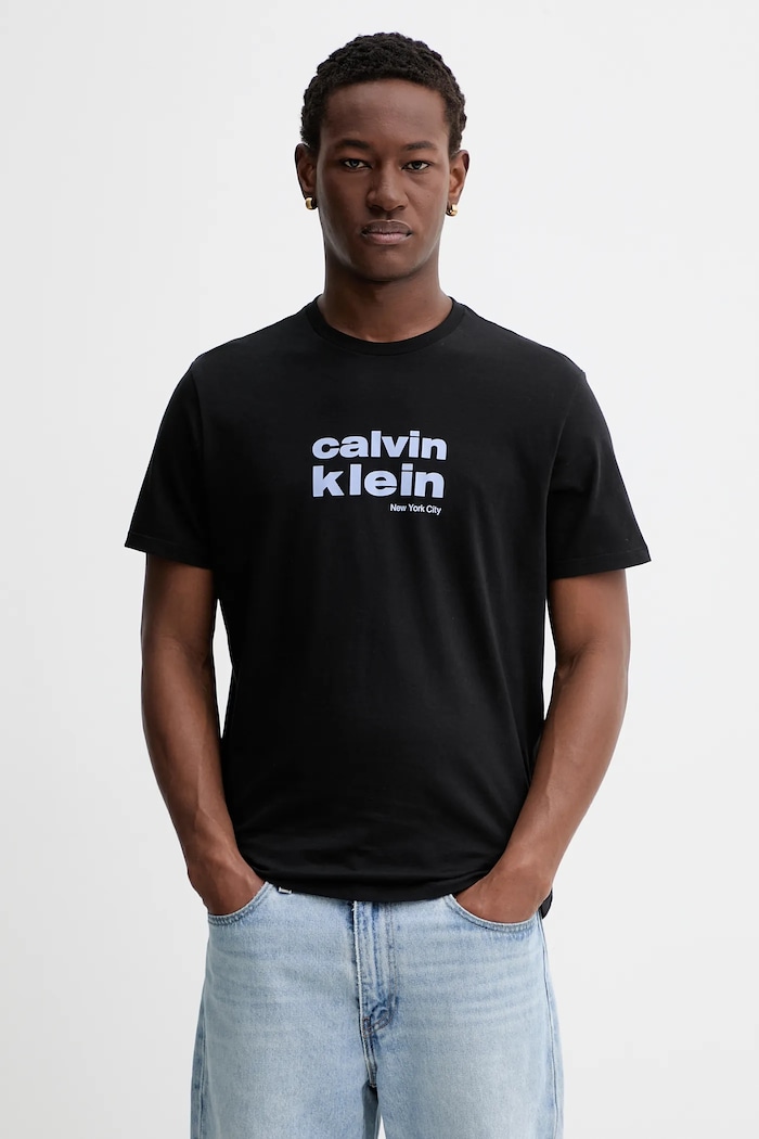 Calvin Klein t-shirt bawełniany nadruk czarny LV04RE821G