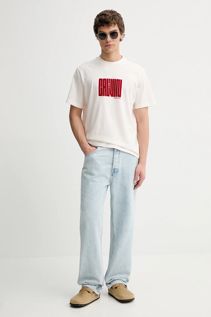 Bavlnené tričko Calvin Klein LV04RE832G béžová SS26
