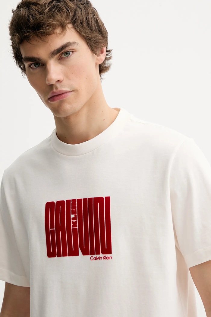 Bavlnené tričko Calvin Klein béžová LV04RE832G