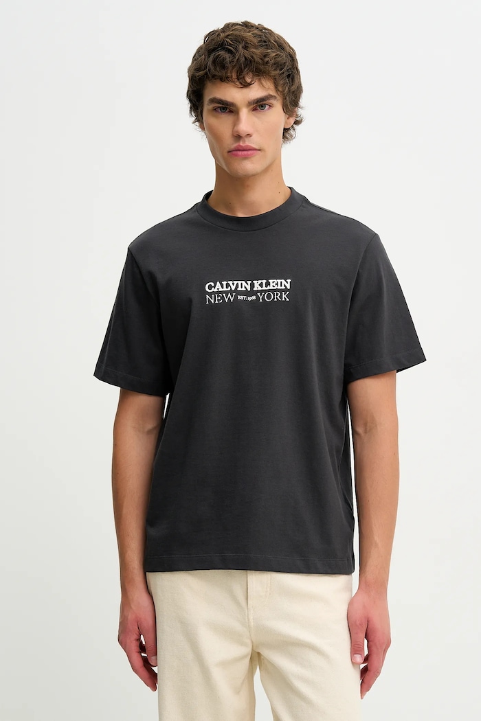 Calvin Klein t-shirt bawełniany regular szary LV04RE833G