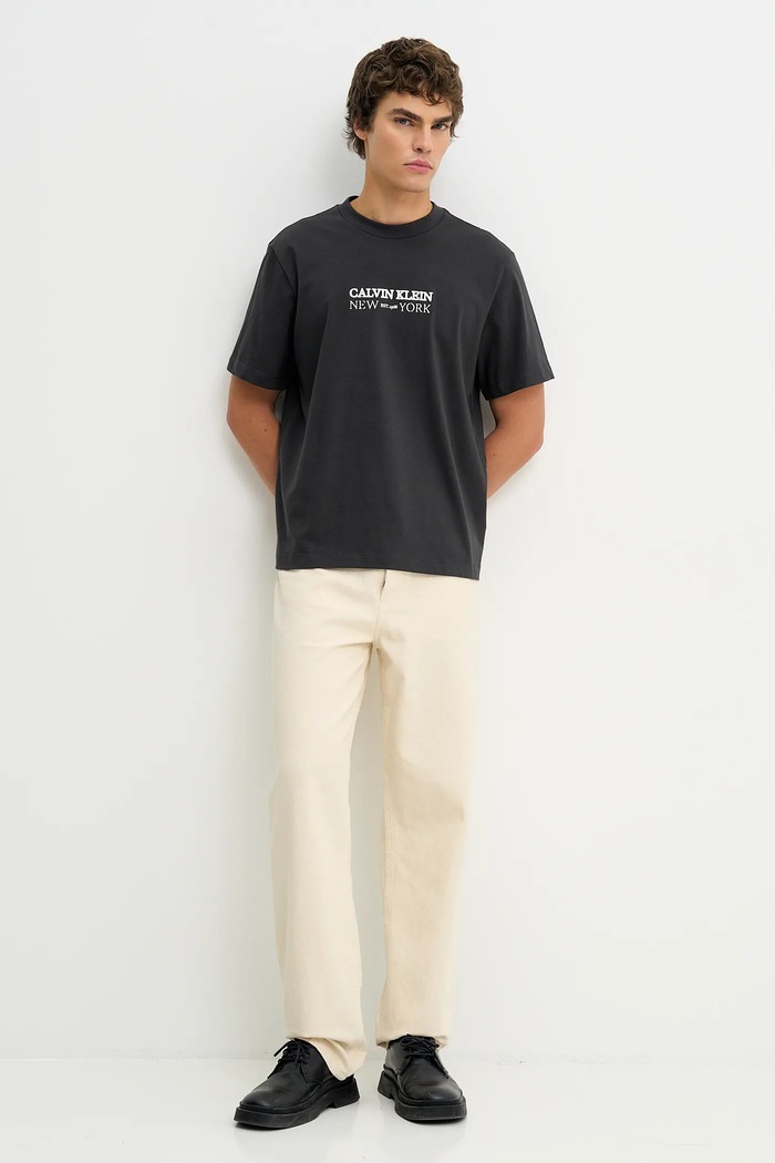Calvin Klein t-shirt bawełniany LV04RE833G szary SS26