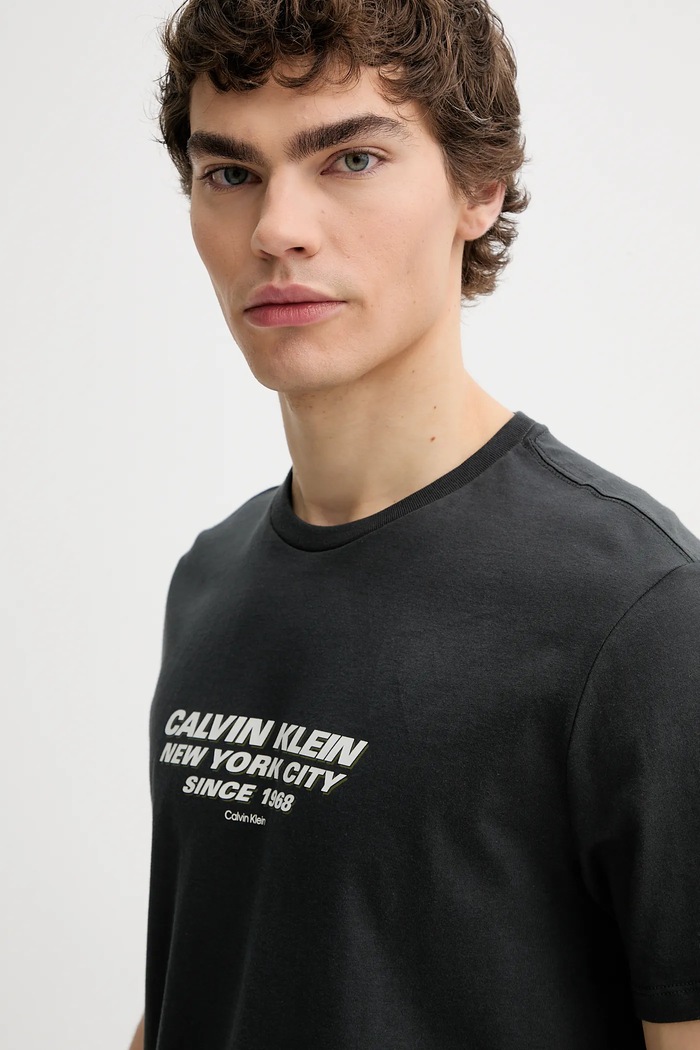 Bombažna kratka majica Calvin Klein črna LV04RE834G