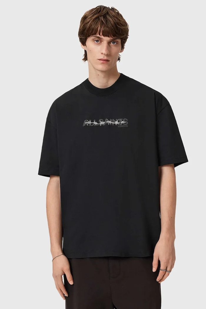 AllSaints t-shirt bawełniany nadruk czarny M038PD