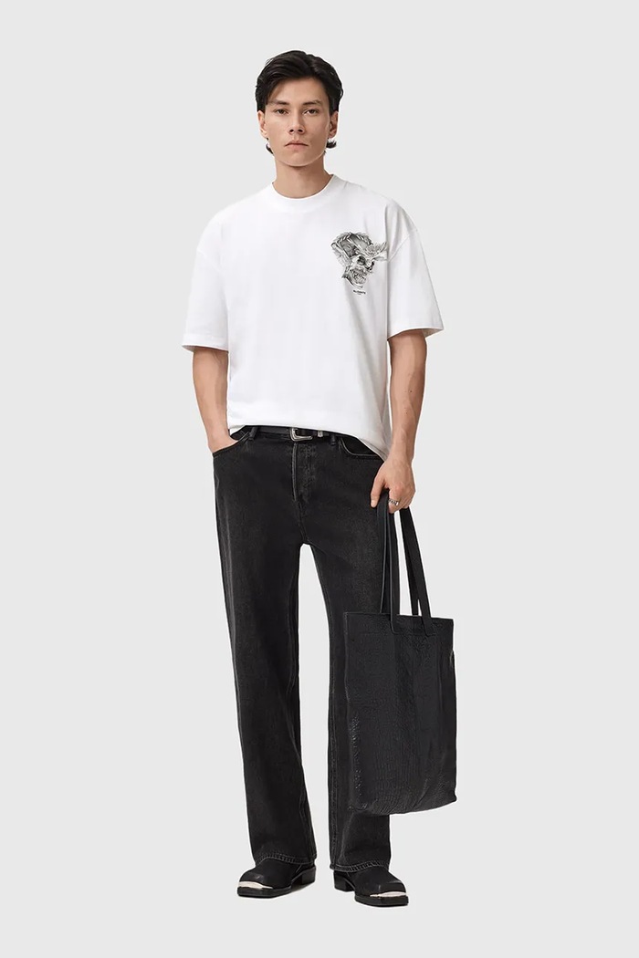 Bavlnené tričko AllSaints M028PD biela