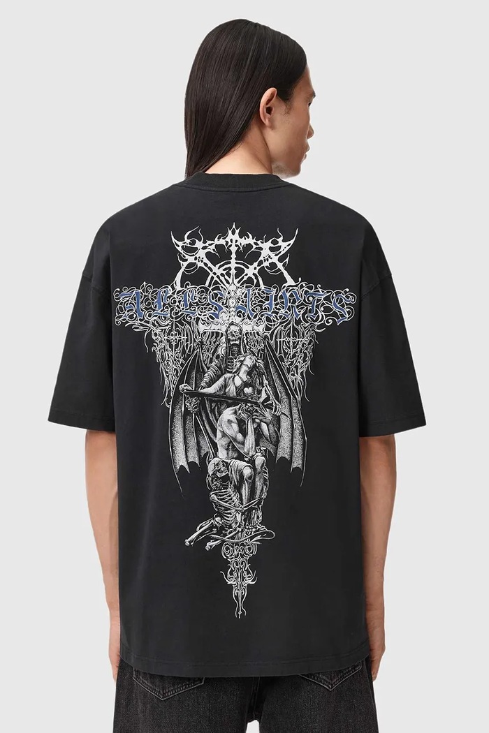 Хлопковая футболка AllSaints M030PD чёрный SS26
