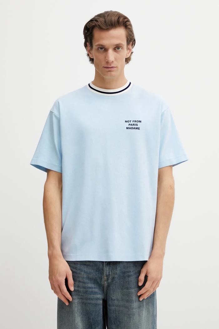 Drôle de Monsieur t-shirt bawełniany Slogan Sport nadruk niebieski J.TS189.CO002.LBE