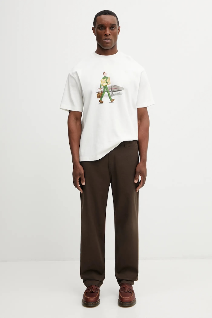 Drôle de Monsieur t-shirt bawełniany LHomme Au Tableau J.TS290.CO002.OW beżowy