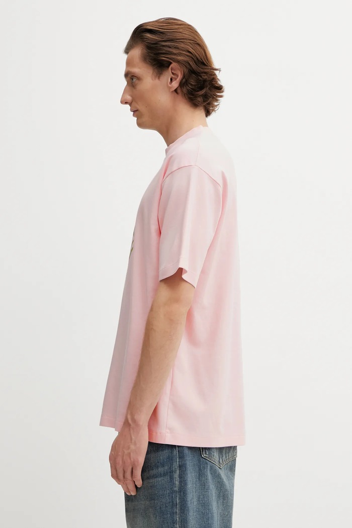 Bavlnené tričko Drôle de Monsieur Slogan Hibiscus J.TS292.CO002.LPI ružová SS26