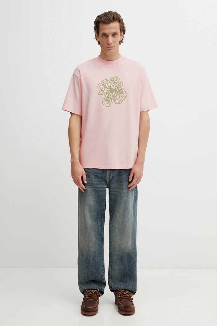 Bavlnené tričko Drôle de Monsieur Slogan Hibiscus J.TS292.CO002.LPI ružová