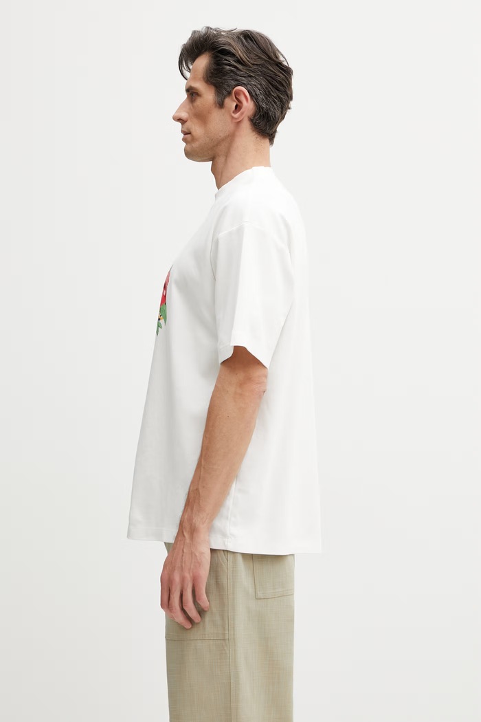 Drôle de Monsieur tricou bărbătesc de bumbac Hibiscus Club K.TS300.CO002.OW bej SS26