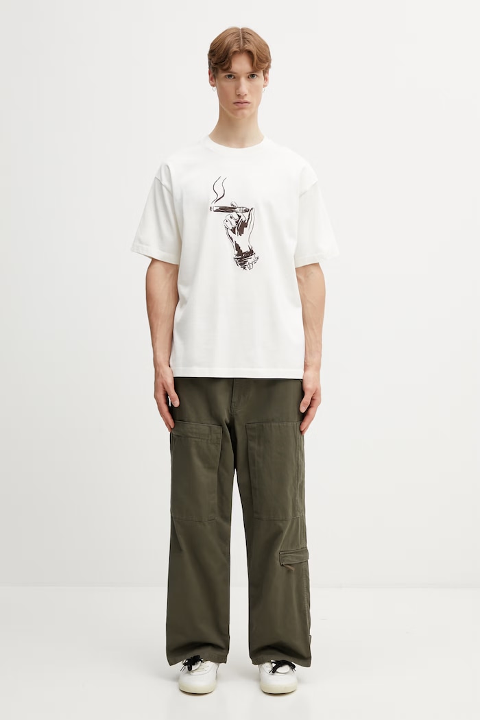 Drôle de Monsieur t-shirt męski bawełniany Cuba K.TS314.CO248.OW beżowy