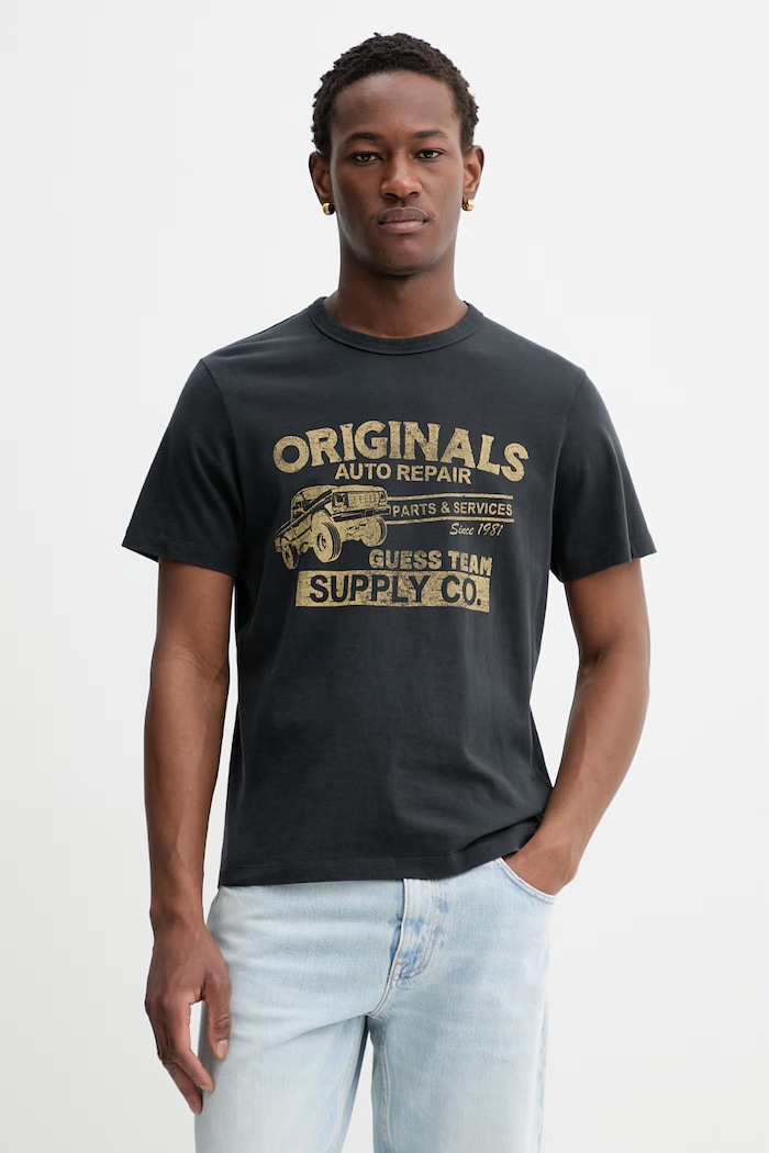 Bavlnené tričko Guess Originals slim čierna M6RI54.K8FQ4