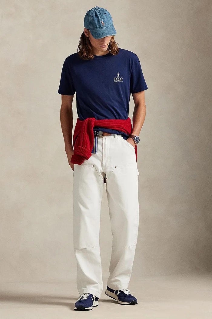 Ρούχα Polo Ralph Lauren t-shirt ανδρικό βαμβακερό 710981136 σκούρο μπλε