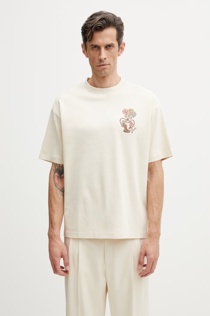 Drôle de Monsieur T-shirt męski bawełniany Vase Havana beżowy K.TS308.CO002.SD