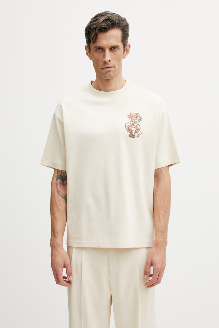 Drôle de Monsieur Vase Havana tricou bărbătesc din bumbac bej K.TS308.CO002.SD