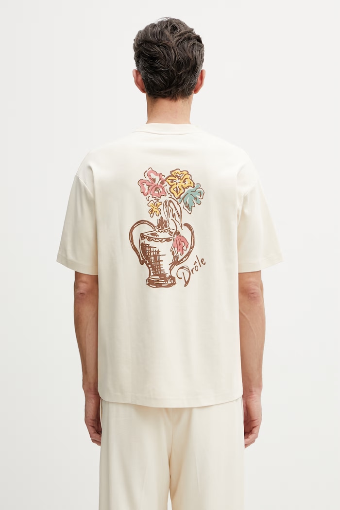 Odzież Drôle de Monsieur T-shirt męski bawełniany Vase Havana K.TS308.CO002.SD beżowy