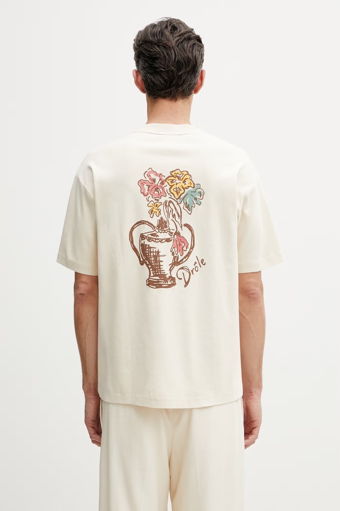 Îmbrăcăminte Drôle de Monsieur Vase Havana tricou bărbătesc din bumbac K.TS308.CO002.SD bej