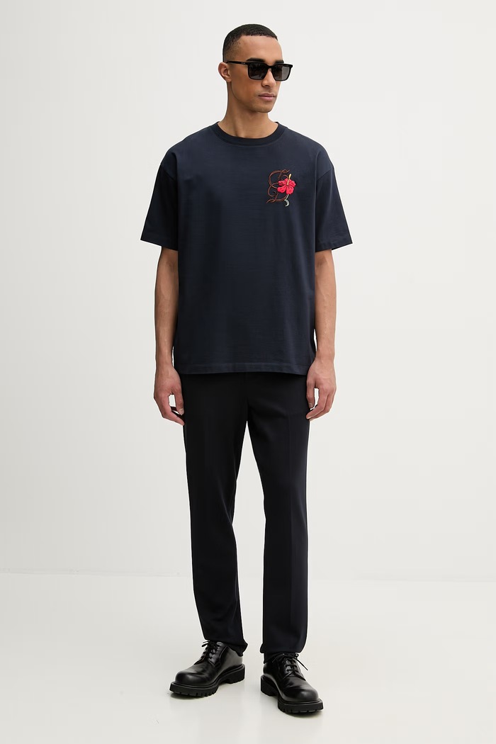 Drôle de Monsieur tričko pánske bavlnené D Hibiscus Broddée K.TS316.CO248.NY tmavomodrá SS26