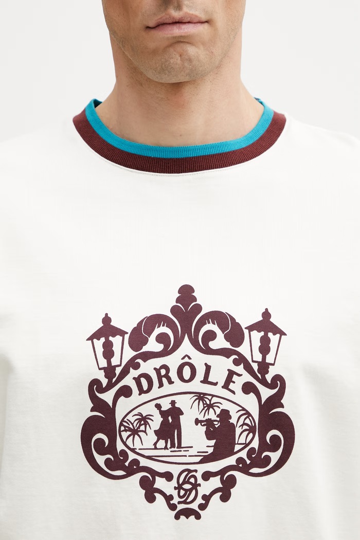 Drôle de Monsieur Danseurs футболка бавовняна чоловіча бежевий K.TS293.CO248.OW