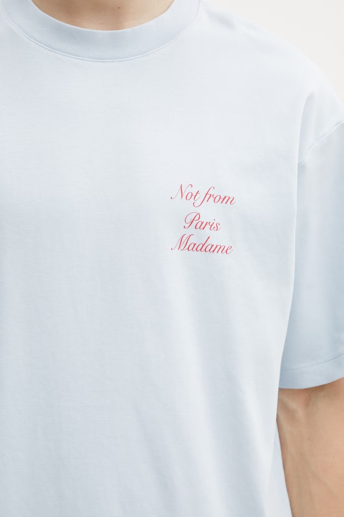 Drôle de Monsieur t-shirt męski bawełniany Le T-Shirt Slogan Calligraphy niebieski K.TS209.CO002.LBE