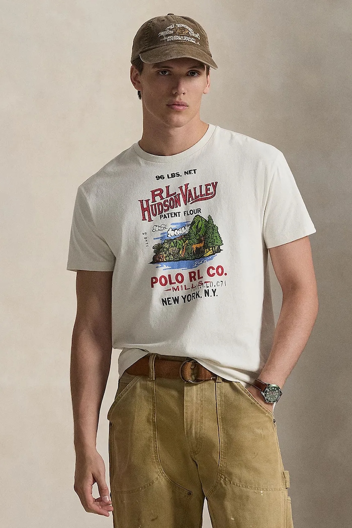 Polo Ralph Lauren tricou din bumbac print bej 710P04979
