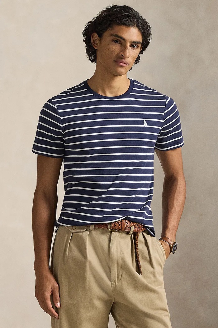 Βαμβακερό μπλουζάκι Polo Ralph Lauren χαλαρό σκούρο μπλε 710P07313
