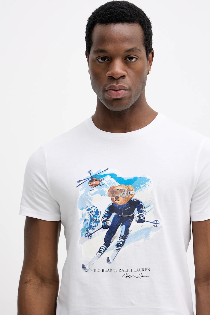 Βαμβακερό μπλουζάκι Polo Ralph Lauren λευκό 710P07343