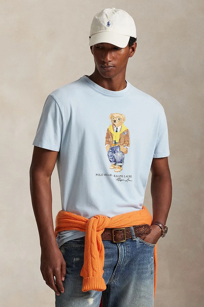 Βαμβακερό μπλουζάκι Polo Ralph Lauren slim μπλε 710P07347