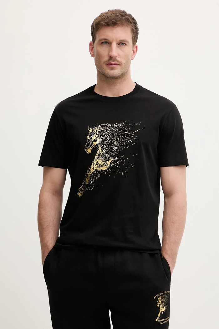 Bavlněné tričko Armani Exchange potisk černá XM001991.AF10364
