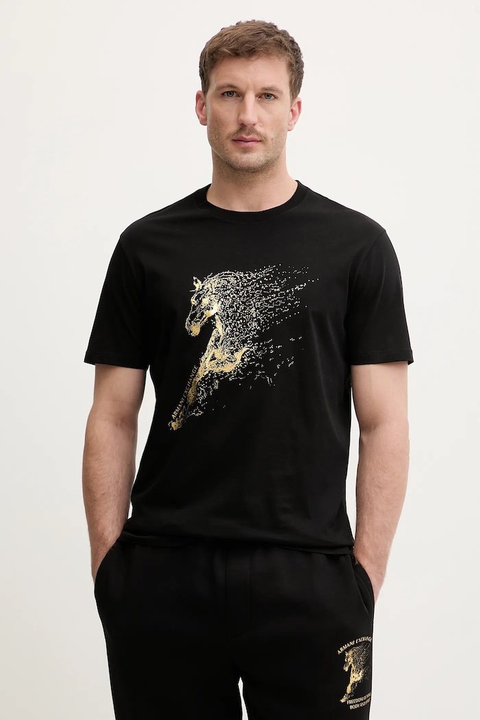 Bavlněné tričko Armani Exchange potisk černá XM001991.AF10364