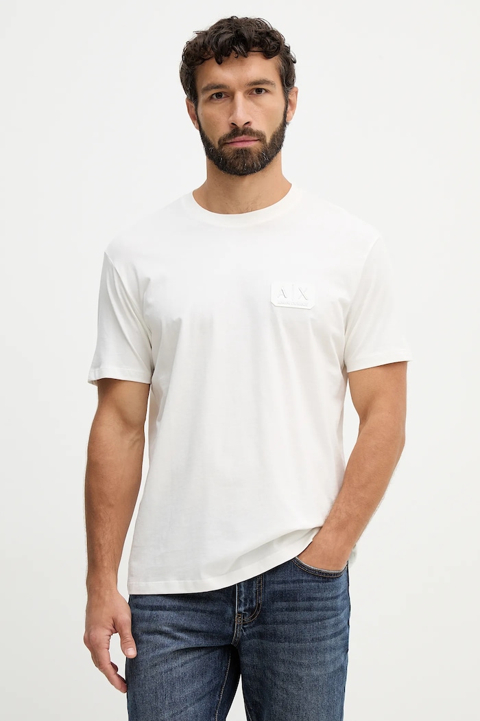 Bavlněné tričko Armani Exchange hladký béžová XM002178.AF12308